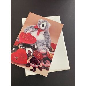 Valentine's Day Bear and Chocolates Holiday Greeting Red Card